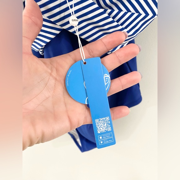 NWT Cupshe One Piece Bathing Suit Blue Stripe Size Medium - Picture 5 of 7